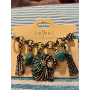 #23. Native American stretch, feather charm bracelet.